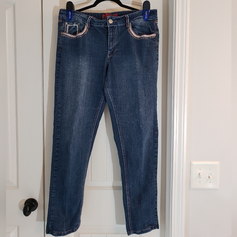 Da Fire Fashion Jeans Pink Contrast Stitching Low Rise, 14